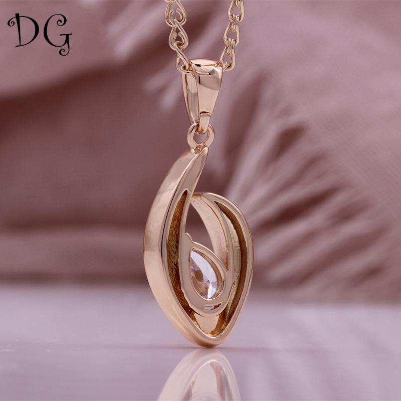 Rose Gold Color Necklace Water Drop Style White Artificial Zircon Pendant Wish Necklace for Friends Birthday Jewelry Gifts