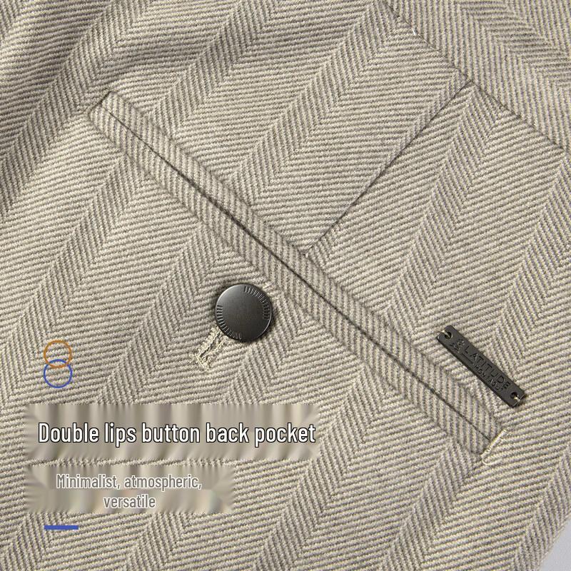 MONTAGUT Men's Autumn Striped Wool Blend Suit Trousers