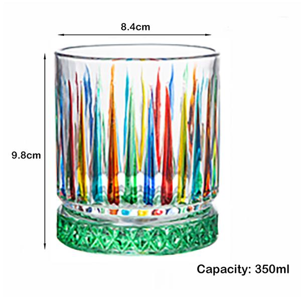 Whiskey Glasses with Colorful Painting, Scotch Whisky, Bourbon, Cocktails, RUM, Durable Whiskey Glasses