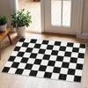 Front Door Mat Outside Entrance Black and White Non-Slip Washable Indoor Outdoor Area Rug for Home Porch Entryway Decor