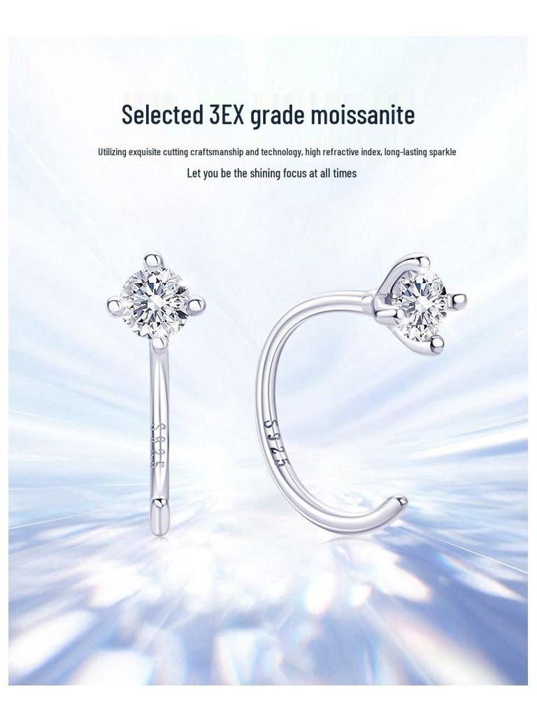 Classic Four-Prong D-Color Moissanite Earrings in 18K Gold-Plated 925 Sterling Silver