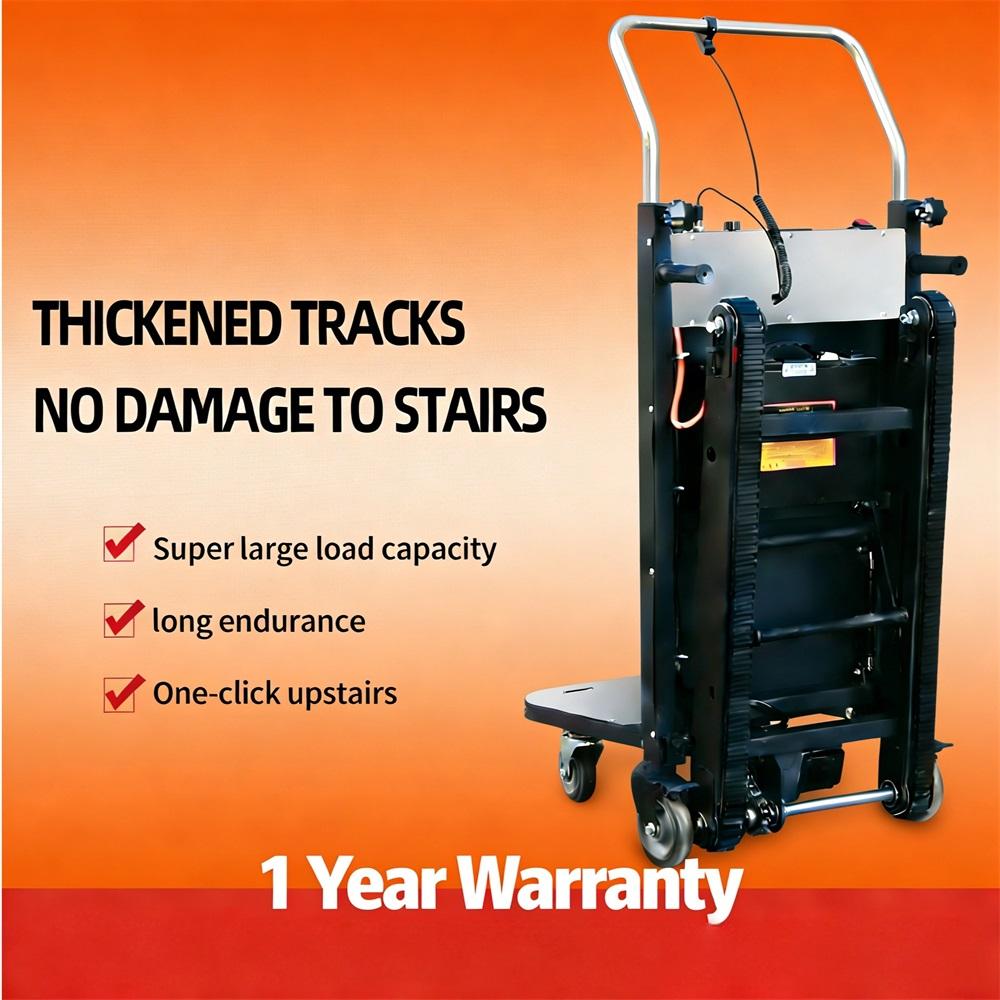 Tracked electric stair climber, with a load capacity of 350 kg and a range of 1000 steps, an ultra-long-range electric trolley.
