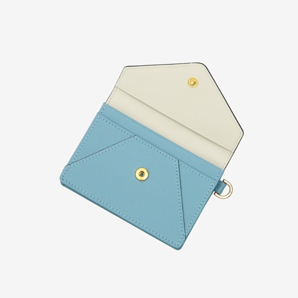 Matt Post Steen Leather Keyring Card Wallet Sky Blue