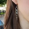 Gothic Punk Handmade Stainless Stell Spike Hoop Earrings for Women Grunge Byzantine Chainmail Chain Dangle Earrings