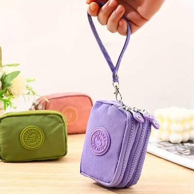 1PC Zip Coin Purse Gift Coin Purse Simple Waterproof Key Bag Multilayer Pendant Nylon Multicolour