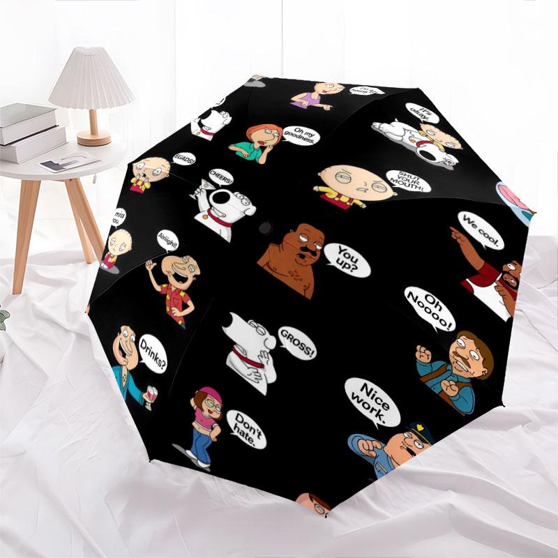 Family Guy Cartoon pattern, automatic folding umbrella, portable and foldable design, 8 ribs, a Christmas or birthday gift.