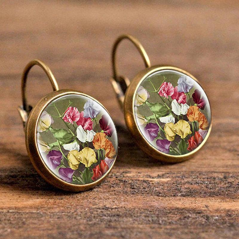 Винтажные серьги-гроздья цветов Ретро круглые серьги с куполом из античной бронзы и стекла для женщин Украшения