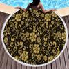 Luxury Gold Vintage Floral Round Beach Towel with Tassels, Microfiber Quick Dry Beach Blanket Absorbent Meditation Rug Yoga Mat