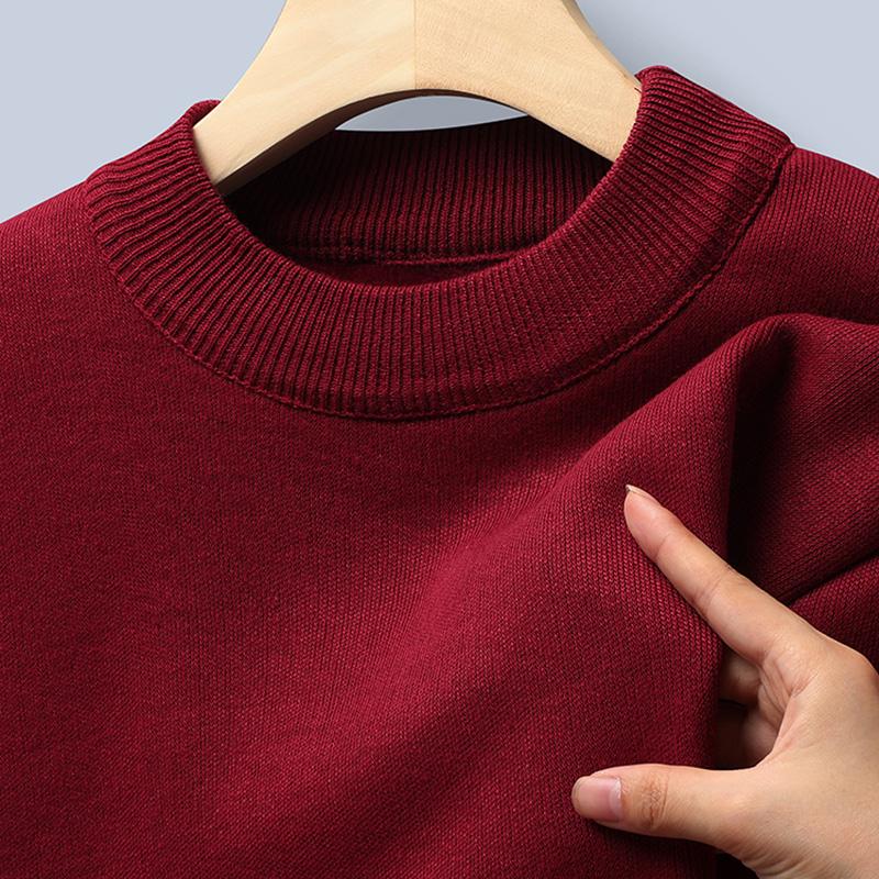 Winter Men O-Neck Solid Color Pullover Men Warm Slim Sweaters Male Clothing Underwear Men Knitting Blouse Base Tops