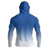 Men Raglan Sleeve Gradient Hooded Long Sleeve Sun Shirt Lightweight Pullover with Thumb Holes for Outdoor Activities