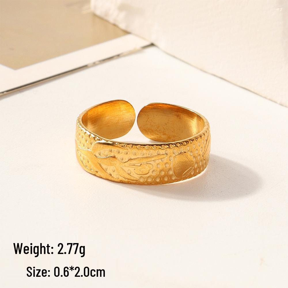 European Chic Irregular Open Ring Set with Creative Convex-Concave Texture for Women