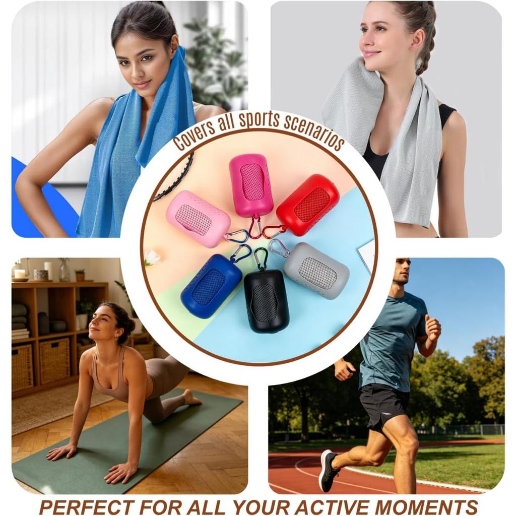 3 Pack Portable Cooling Towels with Silicone Case, Neck Cooling Towel for Sports, Gym, Yoga, Running, Camping (BlackGrayBlue)
