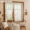 1PC French Retro Rose Embroidery Sheer Curtain, Wave Lace Translucent Curtain for Living Room Bedroom Home Decor