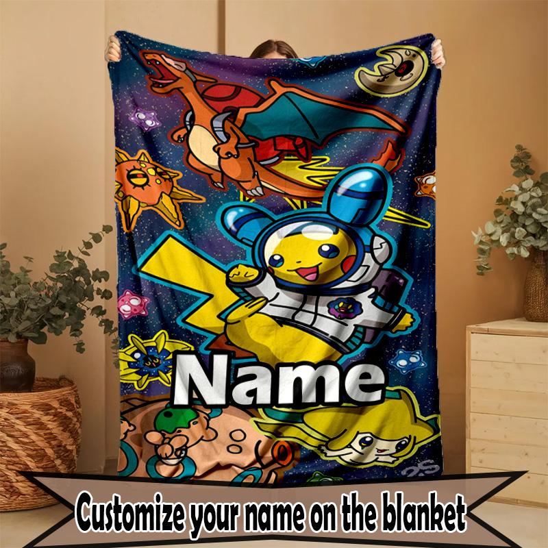 Coperta Personalizzata con Nome e Stampa Anime, Decorazione per la Casa, Camera da Letto, Divano, Campeggio, Divano, Regali per Compleanno Natale