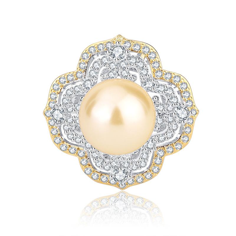Jewelry Inlaid Gold, White Beads, Light Gold Color Separation, Diamond Inlaid Ring, Electroplating 14Mm