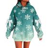 Ladies' Christmas Printed Bow Long Sleeved Loose Fitting Headband With Rope Hooded Sweatshirt Top