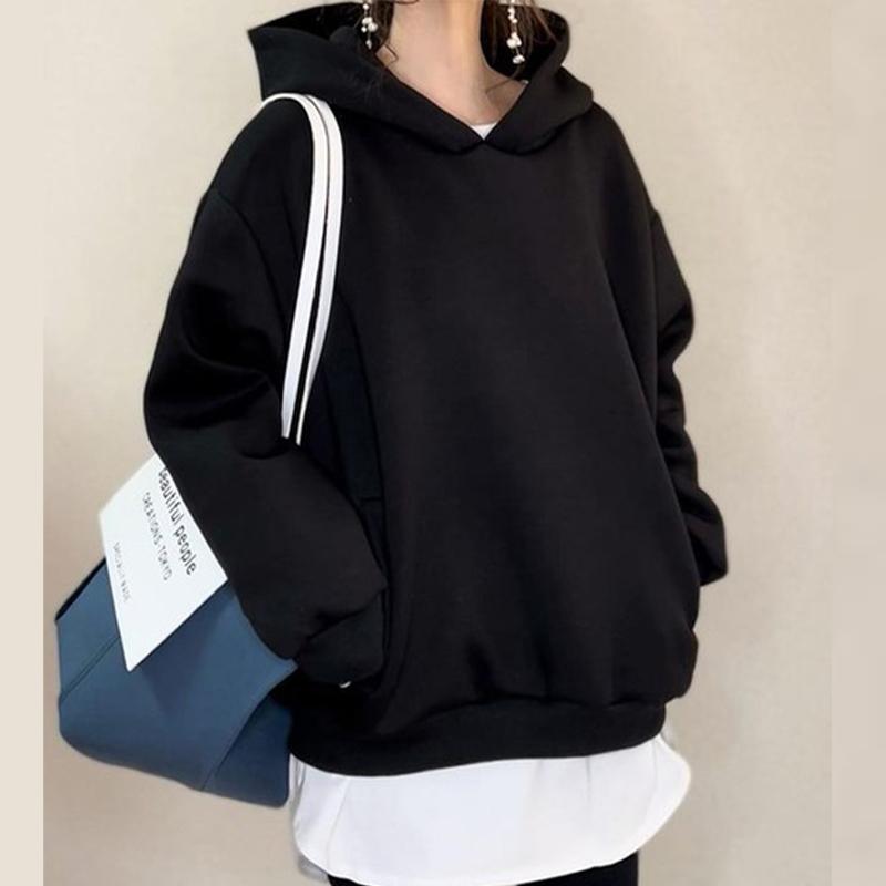 Women's Hooded Sweatshirt Simple Beaded Solid Color Loose Top