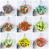 Artificial Flower Hanging Basket With Bow Decor Woven Fabric Floral Wall Home Interior Modern Dcor