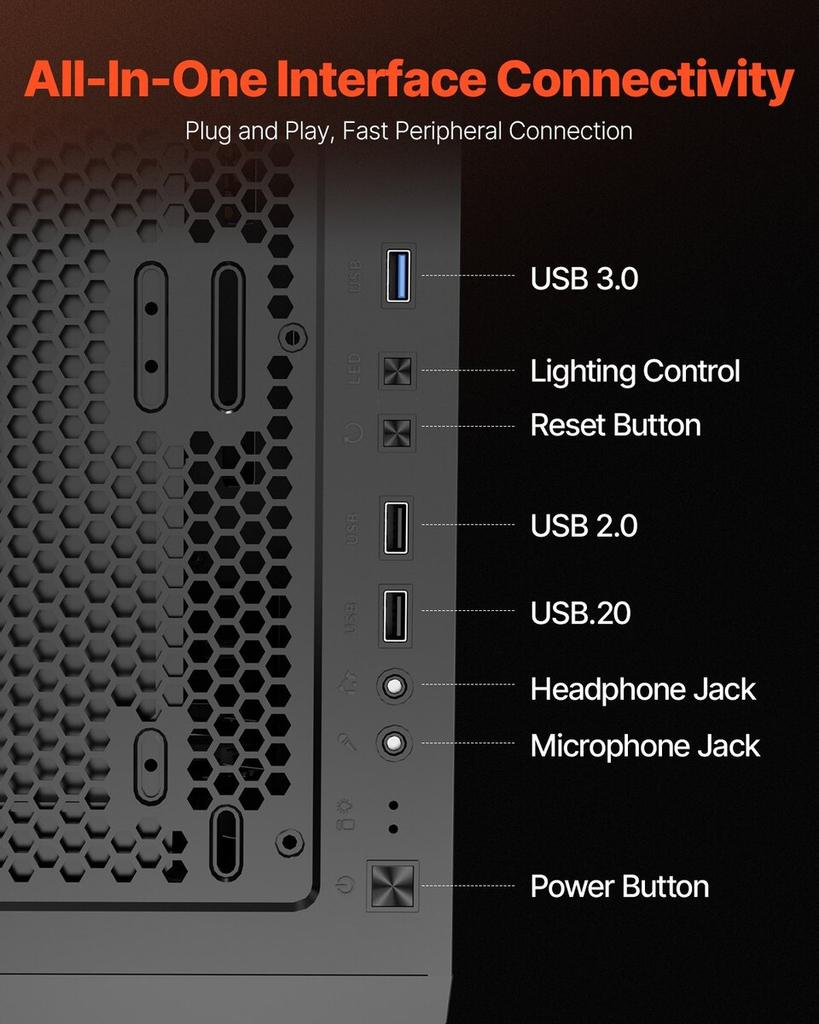 Mid-Tower ATX PC Gaming Case Computer Case Box with 3 X 120 Mm ARGB Fans