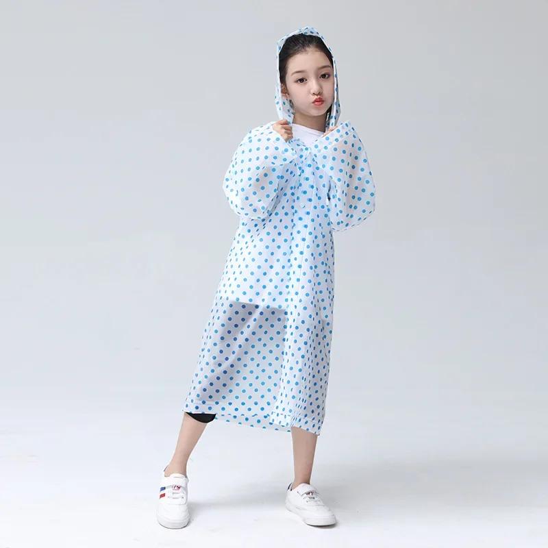 EVA Transparent Fashion Frosted Child Raincoat Girl and Boy Rainwear Outdoor Hiking Travel Rain Gear Coat for Children