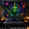 Fantasy Alien Green Plant Tapestry Fantasy Universe Wall Hanging Fluorescent Style Bedroom Esports Room Decoration