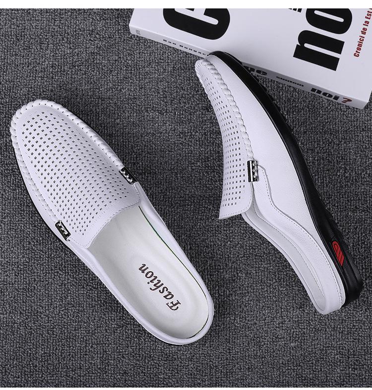 Herren weiße echte Leder Sommer Loafer - Atmungsaktiv & Bequem Freizeitschuhe.