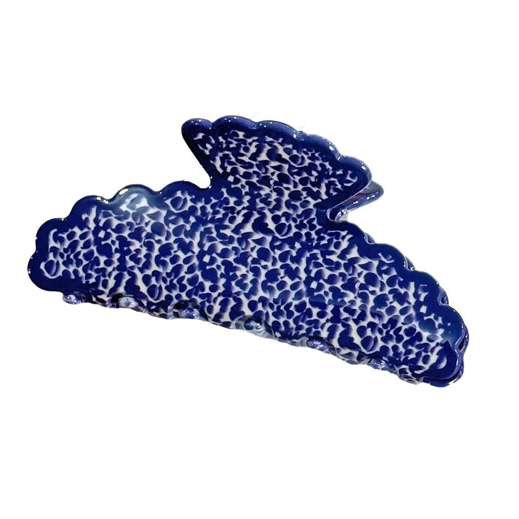 Large Hair Claw Clip Blue White Porcelain Tie Dye Pattern Lightweight Acrylic Hair Accessory 12 Color Options