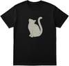 Cat Silhouette T-Shirt – Book Text Design – Unisex Black T-shirt
