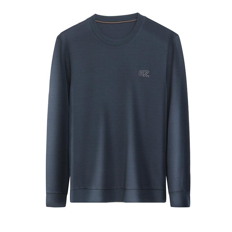 Bluză de tineret casual de modă pentru bărbați cu mânecă lungă, culoare uni, gât rotund