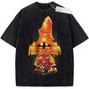 Final Fantasy X Yuna Vintage Washed Oversized TShirt Retro Streetwear Harajuku Style Unisex Couple Tee for All Seasons