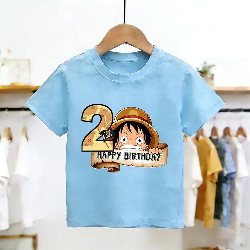 New Arrival Anime Happy2 Birthday Kids Pure Cotton Printed TShirt Perfect for Gifting