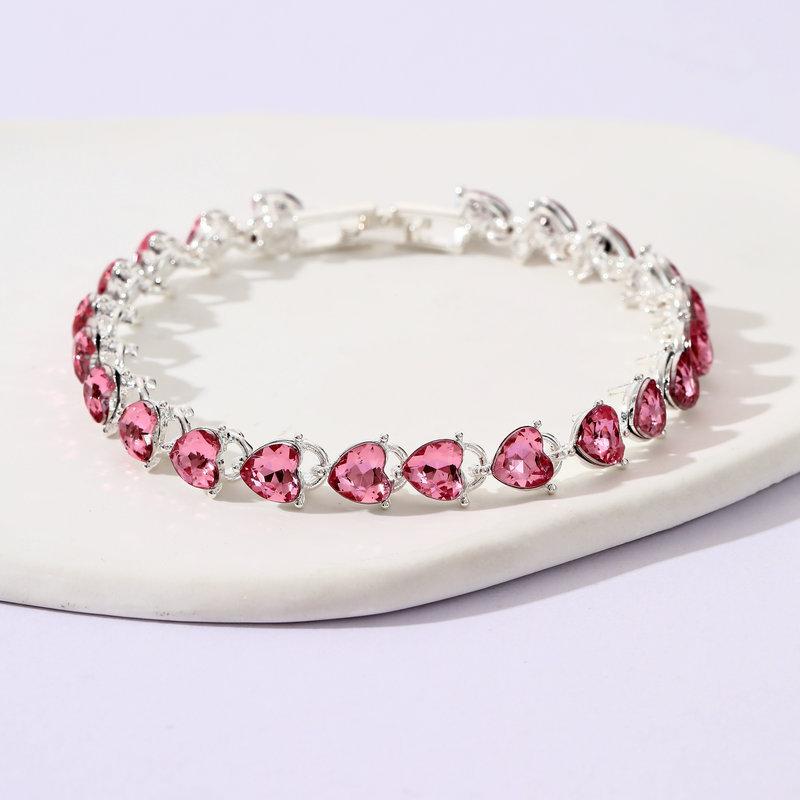 

Exquisite Fashion Jewelry Heart Bracelet Pink Love Premium Jewelry Jewelry Alloy Bracelet срібний