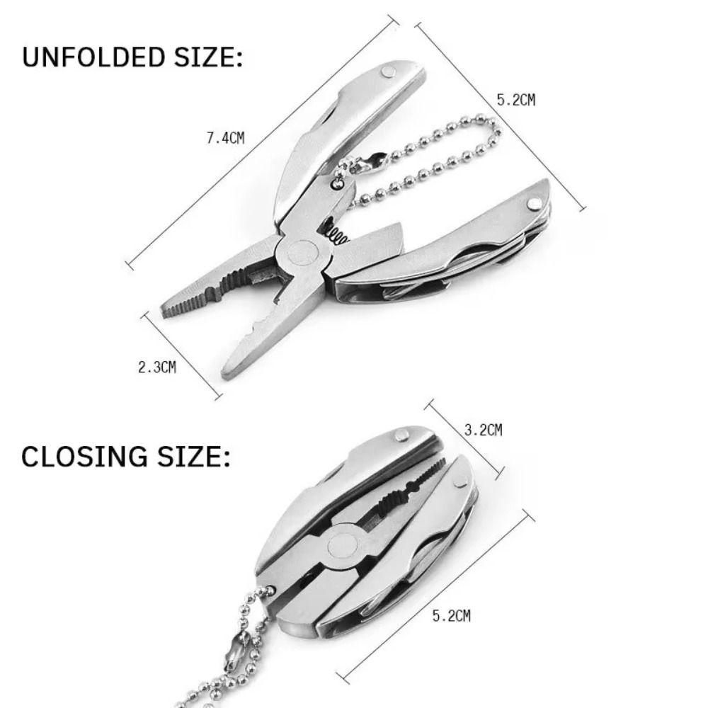 Foldable Portable Multitool Pliers Keychain Foldable with Lanyard Screwdriver Multifunction Compact Pocket Multitool Hiking