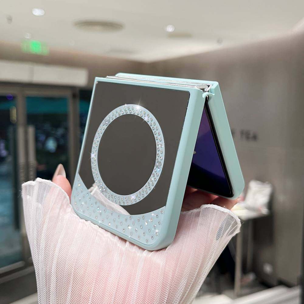 Zrcadlové pouzdro pro Samsung Galaxy Z Flip3/ Flip4/ Flip5/ Flip6 MagSafe magnetické bezdrátové nabíjení Módní make-up bonbónové barvy třpytky kryt na telefon