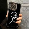 Funny Stickman Matchman Plating Phone Case For Iphone 16 17 Pro Max Air 16E 14 15 Plus 12 13 Mini Anti-Fall Airabag Cover