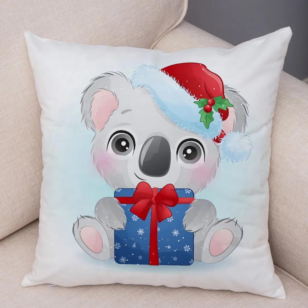 Nordic Kids Room Dog Fox Panda Cow Pillow Case Decor Cute Cartoon Animal Merry Christmas Soft Plush Cushion Cover for Sofa Home