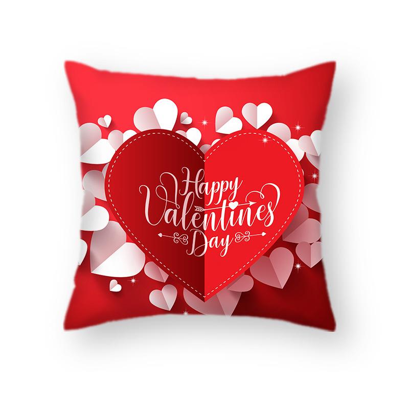 Nordic Red Sofa Pillow Love Pillow Case Ins Style Flower Couple Wedding Hug Valentine's Day Decoration Pillow Case