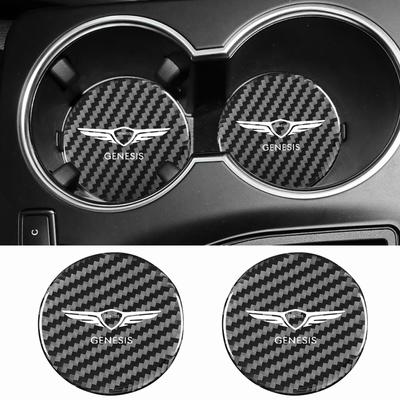 Posavasos con diseño de fibra de carbono para coche, tapete antideslizante para taza de agua, antisuciedad, para Hyundai Genesis g90 g70 g80 gv70 gv80, 2 uds.