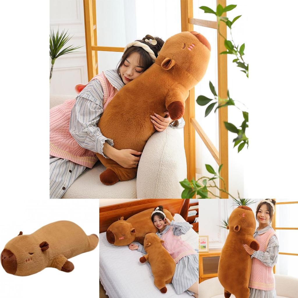 Morbido Cuscino Capibara in Peluche Corto Ideale Per Pigiama Party e Decorazione della Camera da Letto Misure 50cm e 90cm