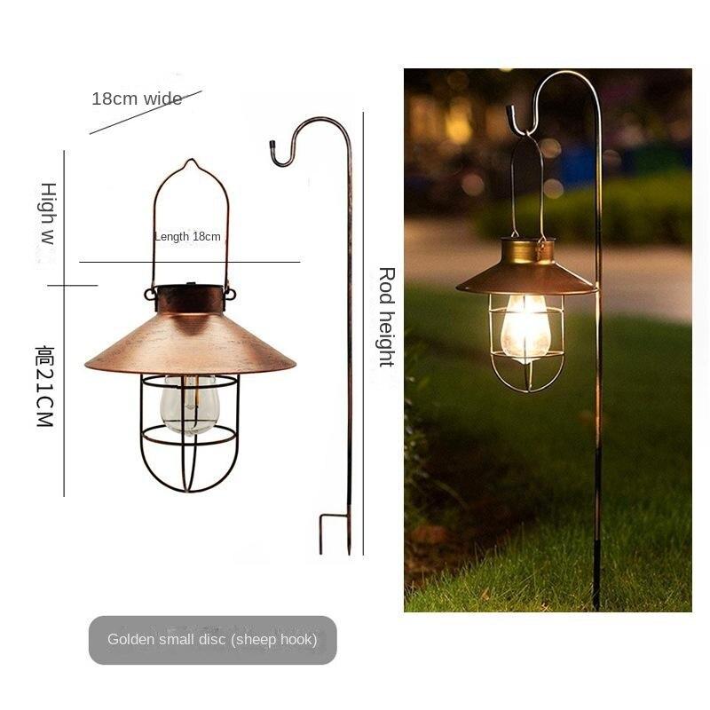 Solar Outdoor Courtyard Light Retro Pendant Light Garden Iron Art Pendant Light Camping Balcony Atmosphere Decoration Small Night Light
