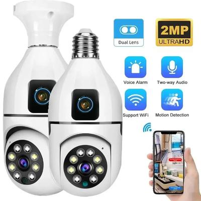 Nieuwe E27 Wifi Dual Lens Camera 1080P 2MP PTZ Bewakingscamera WiFi CCTV Outdoor IP Camera Beveiliging Smart home AI Tracking