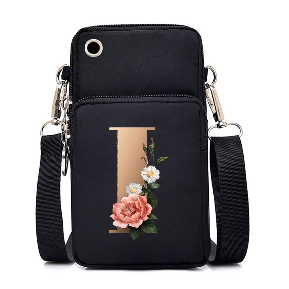 26 letter printed change bag, mobile phone bag to map, light to carry multi-function messenger bag