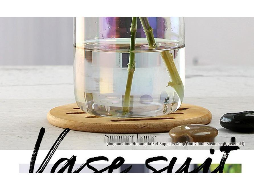 Transparent Minimalist Glass Vase for Office Decoration with Fresh or Dried Flowers