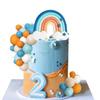 14pcs Blue Rainbow Cake Toppers With Orange White Balls For Dog Birthday Cake Decorations Baby Shower Party Supplies