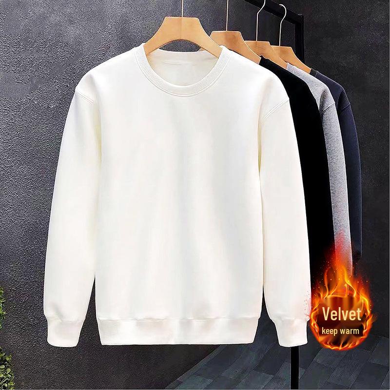 Men's Plus Size Anti-Pilling Fleece Hoodie, Loose Fit, Versatile Round Neck, Trendy Autumn/Winter Outerwear for Larger Sizes.