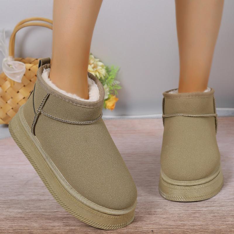 Thick Plush Platform Snow Boots Women Winter Keep Warm Fur Cotton Shoes Woman Faux Suede Slip-On Ankle Botas Padded Shoes