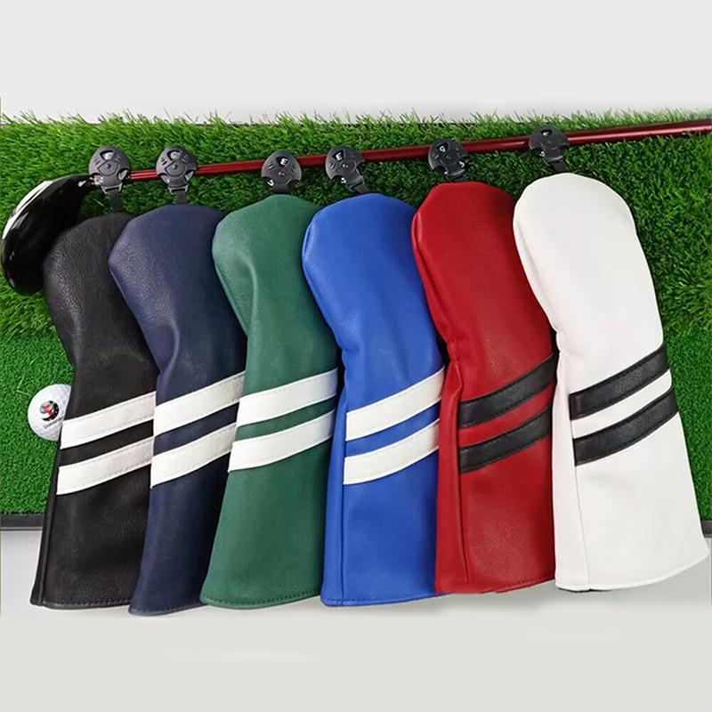 3pcs Waterproof Striped Golf Club Headcovers #1 #3 #5 Wood Headcovers Driver Fairway Woods Cover PU Leather Head Covers