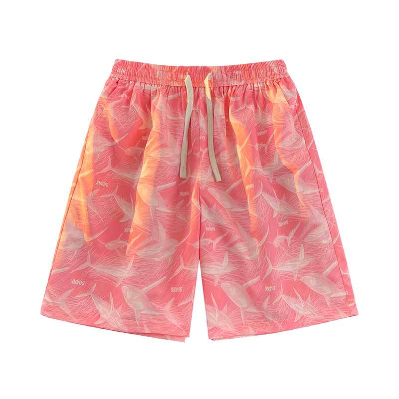 Letnie Spodnie Plażowe Męskie Spodnie Outdoorowe Drukowane Spodnie Pięciokwartowe Para Wakacje na Plaży Casualowe Spodnie