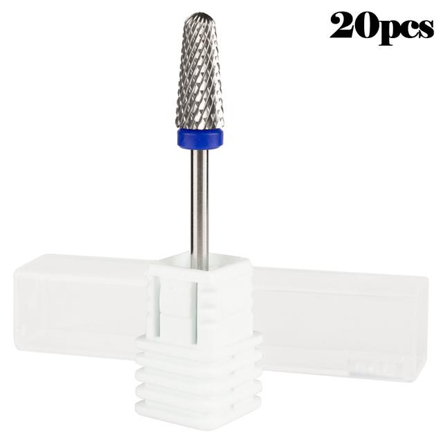 20ks wolframový vrták na nehty Manikúrní vrták pro strojní odstranění gelu na lak Frézka Frézka Frézka na nehty Příslušenství na pilníky na nehty Buffer