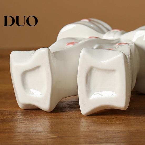 Dried Flower Holder Ceramic Bow Vase with Star, Decorative Flowers Vase, Creative Romantic Home Accessories Arrangement for Living Room Table